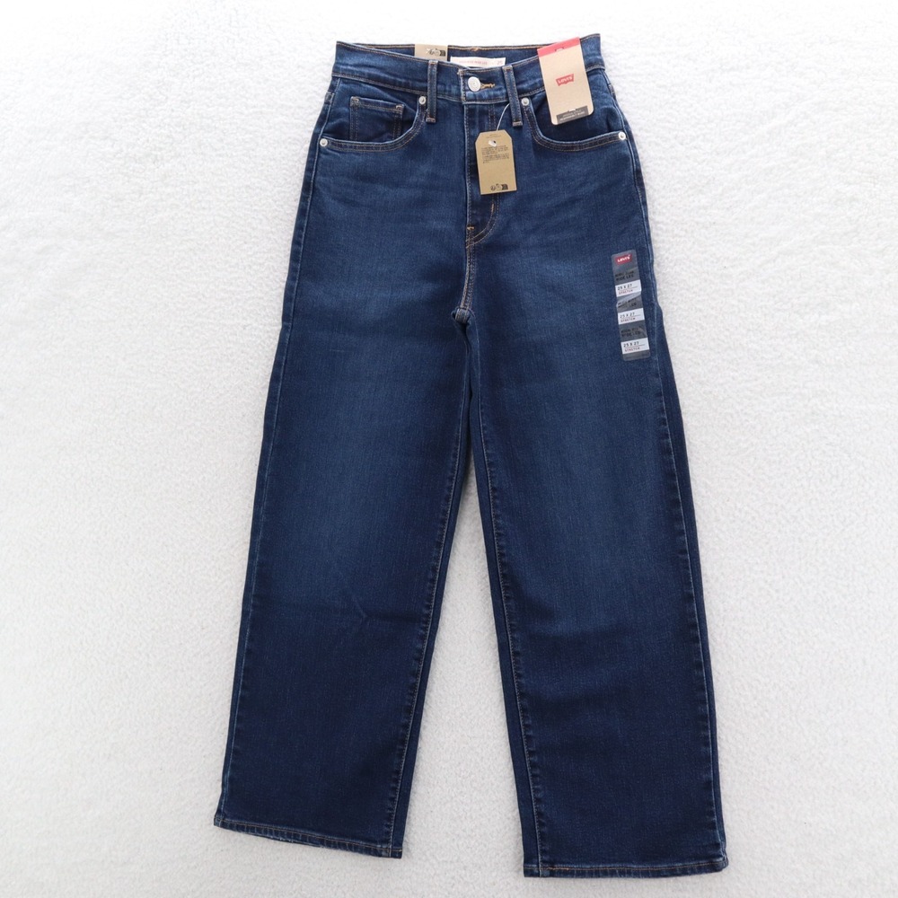 Levis Jeans Womens 25 Blue High Rise Wide Leg  Dark Wash Denim Y2K Baggy Skater